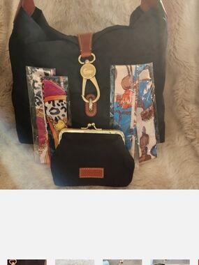 💥 2 Pc. Dooney & Bourke Black Shoulder Bag with Matching Black Coin Purse